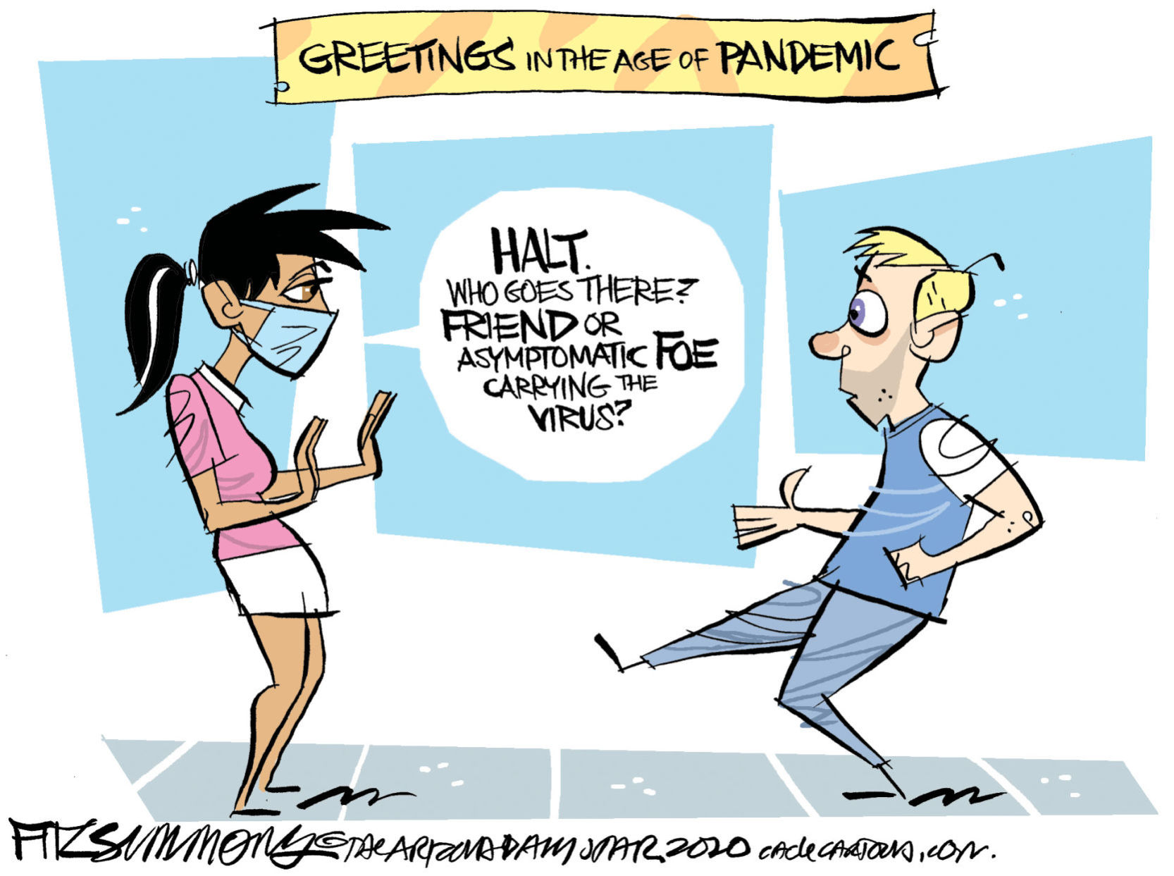 Daily Fitz Cartoon: Pandemic greetings